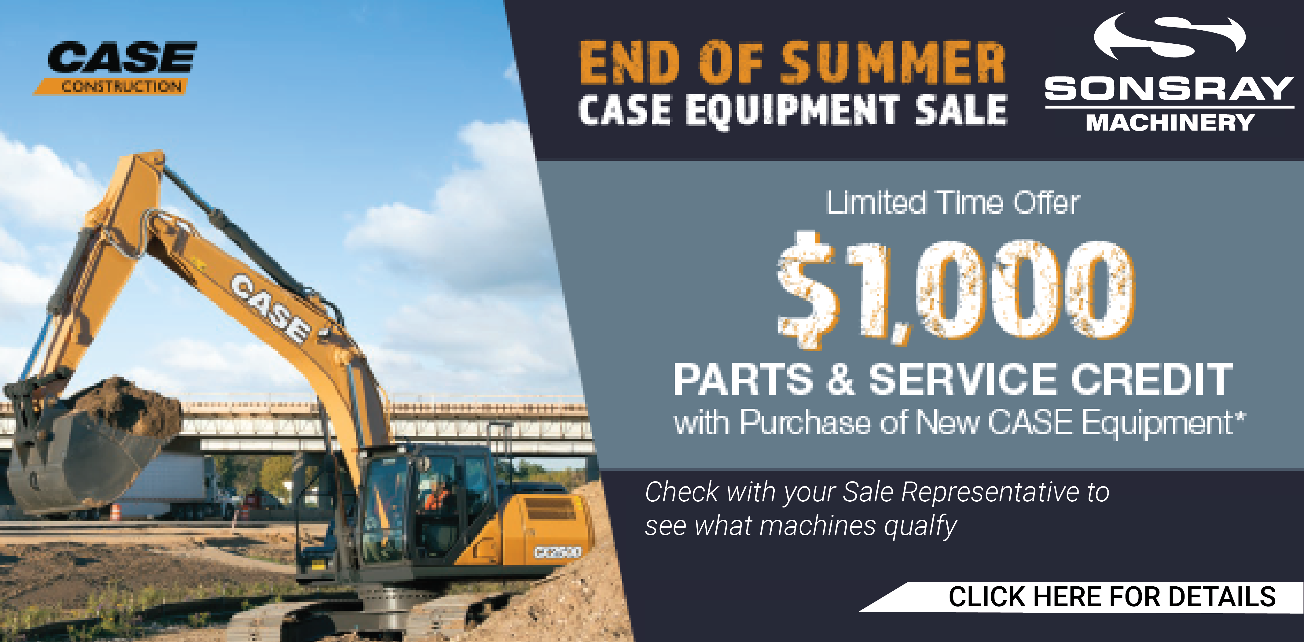 Construction Machine Specials Discounts Sonsray Machinery CE